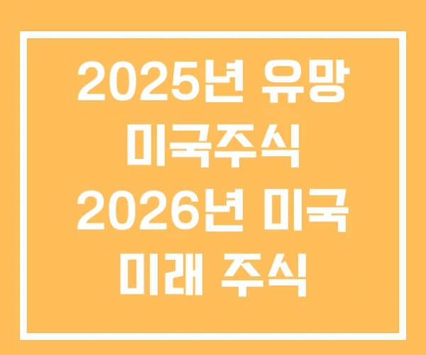 2025년 유망 미국주식 2026년 미국 미래 주식