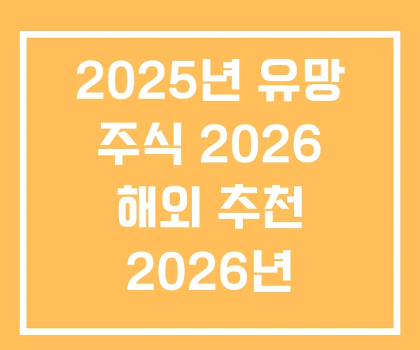 2025년 유망 주식 2026 해외 추천 2026년