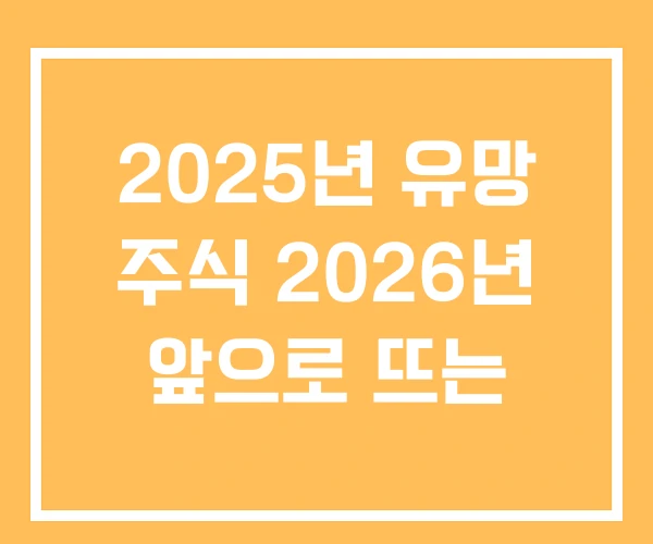 2025년 유망 주식 2026년 앞으로 뜨는