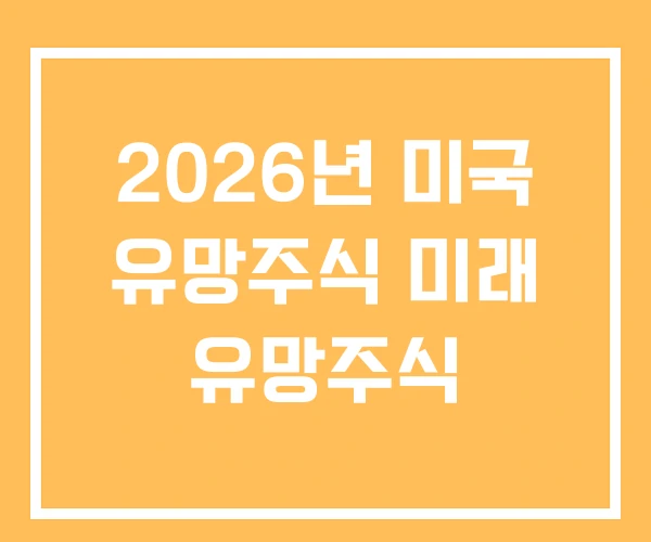 2026년 미국 유망주식 미래 유망주식