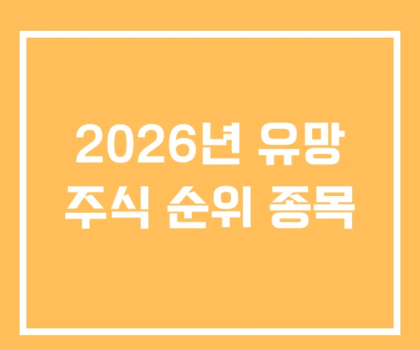 2026년 유망 주식 순위 종목