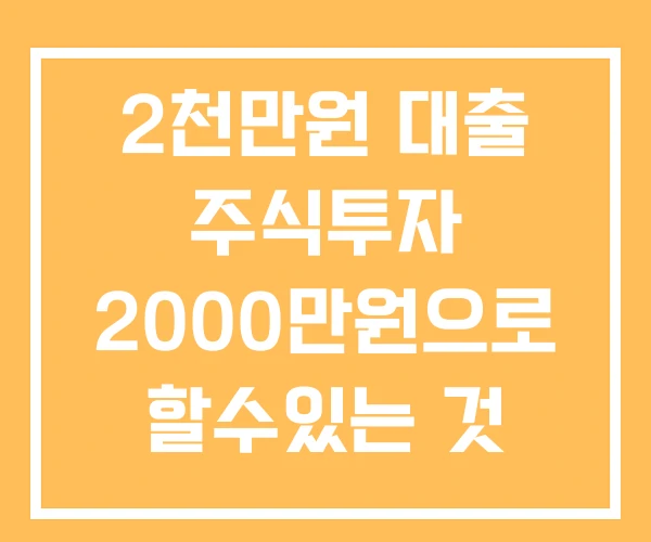 2천만원 대출 주식투자 2000만원으로 할수있는 것