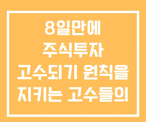 8일만에 주식투자 고수되기 원칙을 지키는 고수들의 투자법