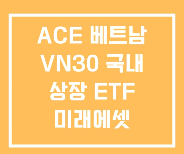 ACE 베트남 VN30 국내 상장 ETF 미래에셋