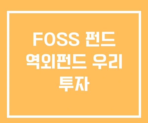 FOSS 펀드 역외펀드 우리 투자 FOSS 펀드 역외펀드 우리 투자