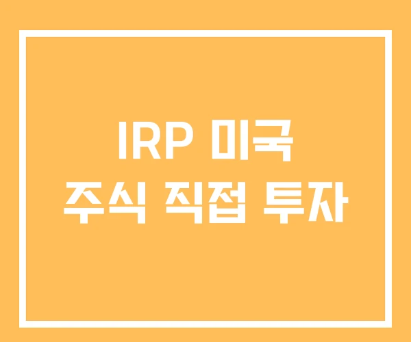 IRP 미국 주식 직접 투자 IRP 미국 주식 직접 투자