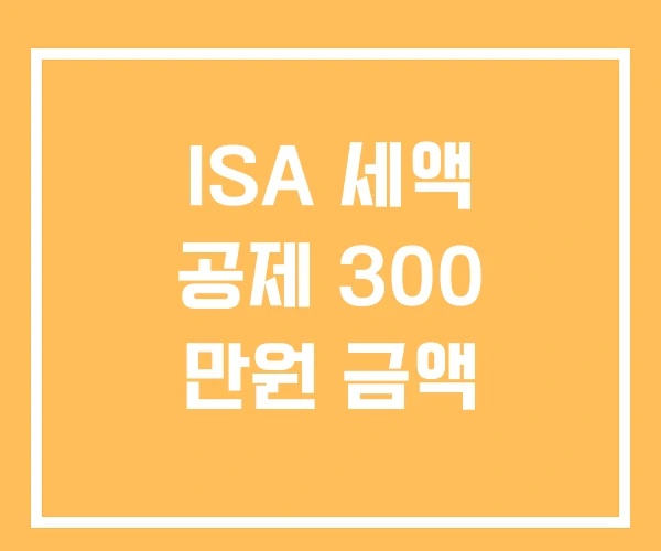 ISA 세액 공제 300 만원 금액