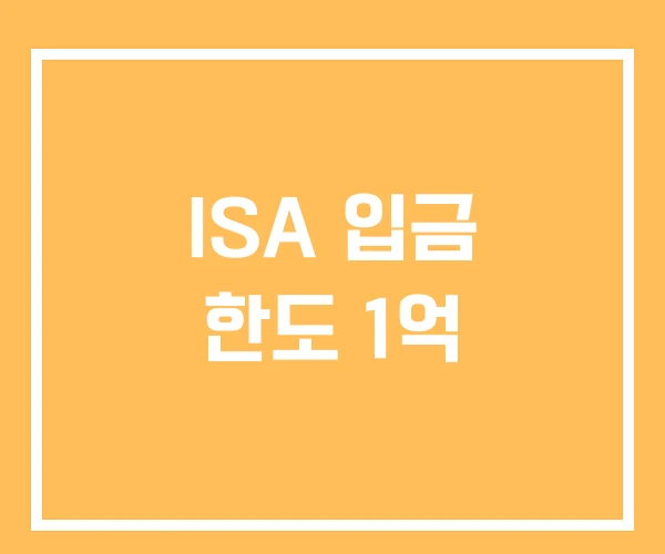 ISA 입금 한도 1억 ISA 입금 한도 1억