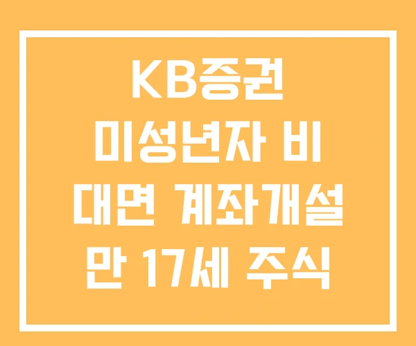 KB증권 미성년자 비 대면 계좌개설 만 17세 주식 18세 KB증권 미성년자 비 대면 계좌개설 만 17세 주식 18세