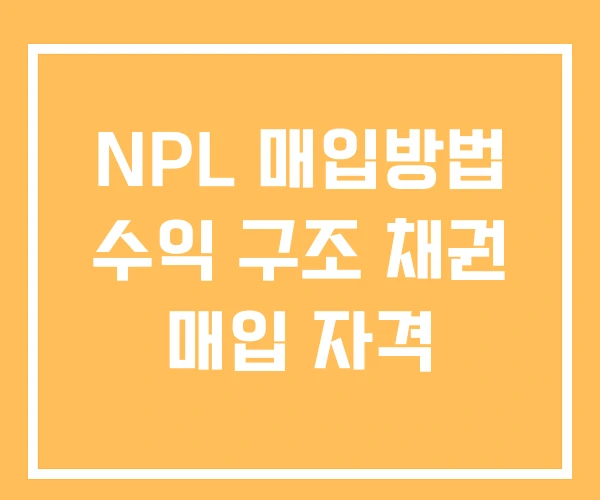 NPL 매입방법 수익 구조 채권 매입 자격 NPL 매입방법 수익 구조 채권 매입 자격