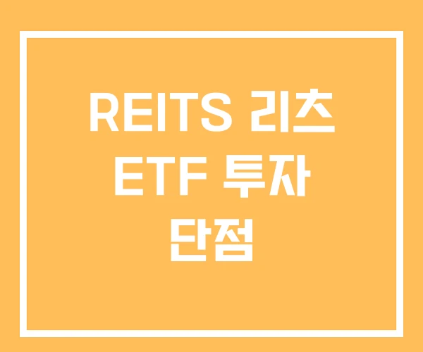 REITS 리츠 ETF 투자 단점 REITS 리츠 ETF 투자 단점