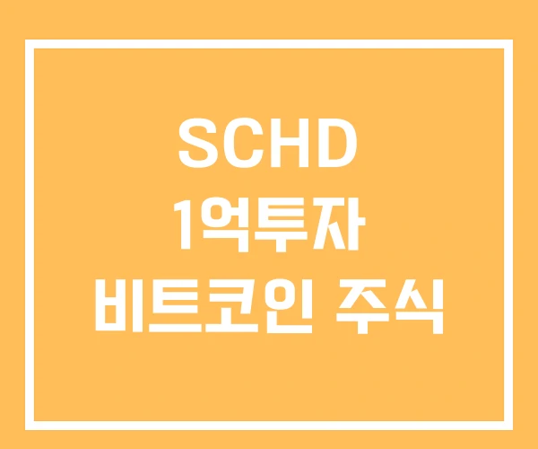 SCHD 1억투자 비트코인 주식 SCHD 1억투자 비트코인 주식