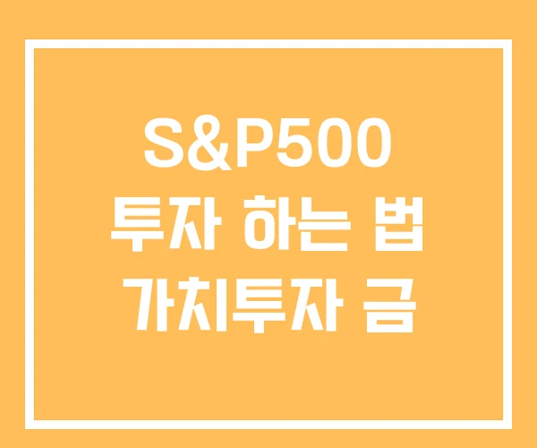 S&P500 투자 하는 법 가치투자 금 S&P500 투자 하는 법 가치투자 금