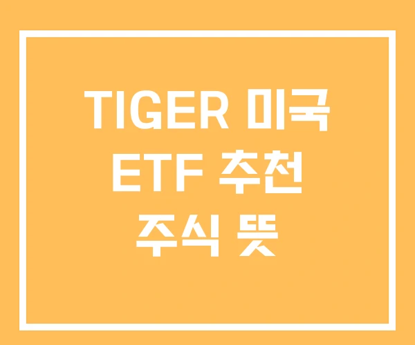 TIGER 미국 ETF 추천 주식 뜻