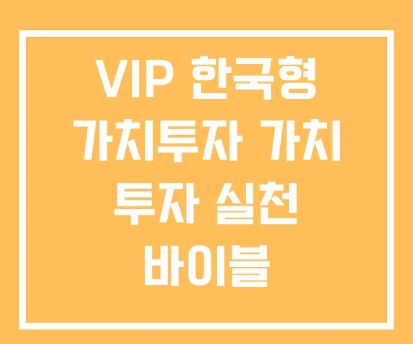 VIP 한국형 가치투자 가치 투자 실천 바이블 VIP 한국형 가치투자 가치 투자 실천 바이블