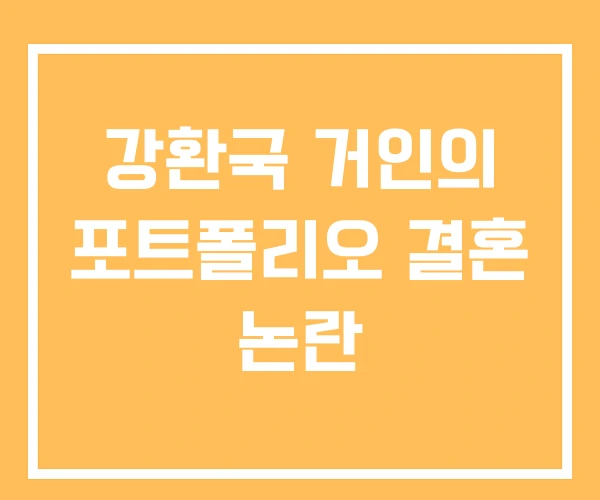 강환국 거인의 포트폴리오 결혼 논란