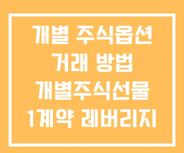개별 주식옵션 거래 방법 개별주식선물 1계약 레버리지 개별 주식옵션 거래 방법 개별주식선물 1계약 레버리지