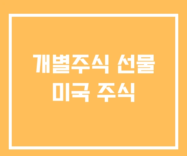 개별주식 선물 미국 주식 개별주식 선물 미국 주식