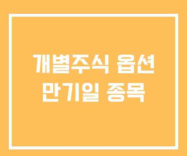 개별주식 옵션 만기일 종목 개별주식 옵션 만기일 종목