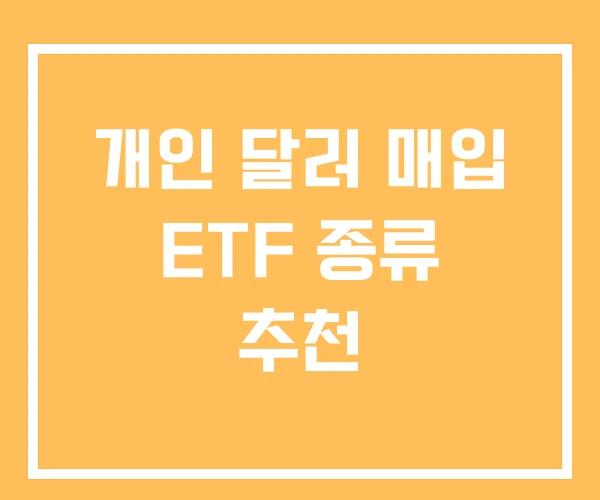 개인 달러 매입 ETF 종류 추천