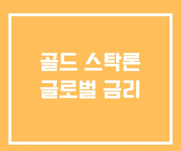 골드 스탁론 글로벌 금리 골드 스탁론 글로벌 금리