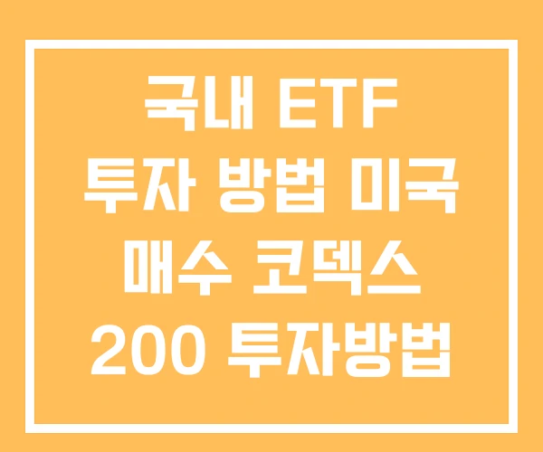 국내 ETF 투자 방법 미국 매수 코덱스 200 투자방법 국내 ETF 투자 방법 미국 매수 코덱스 200 투자방법