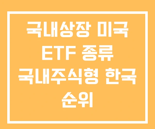 국내상장 미국 ETF 종류 국내주식형 한국 순위