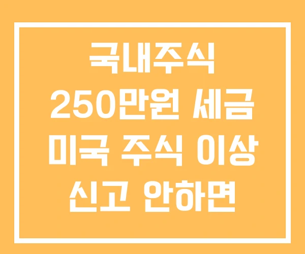 국내주식 250만원 세금 미국 주식 이상 신고 안하면