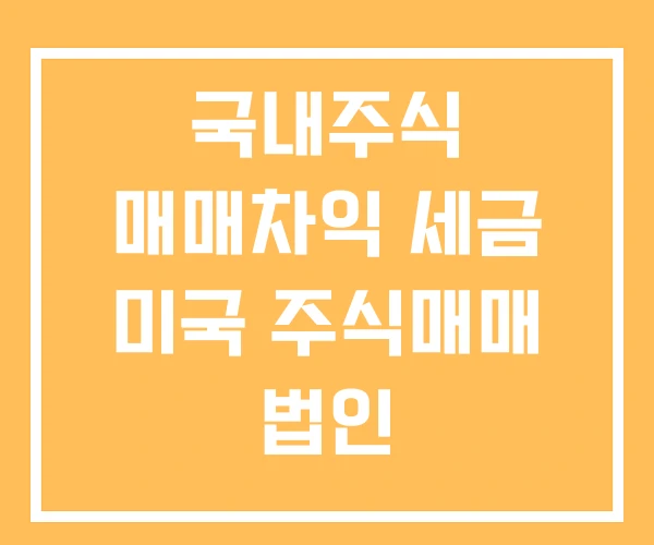 국내주식 매매차익 세금 미국 주식매매 법인 국내주식 매매차익 세금 미국 주식매매 법인