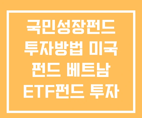 국민성장펀드 투자방법 미국 펀드 베트남 ETF펀드 투자 방법