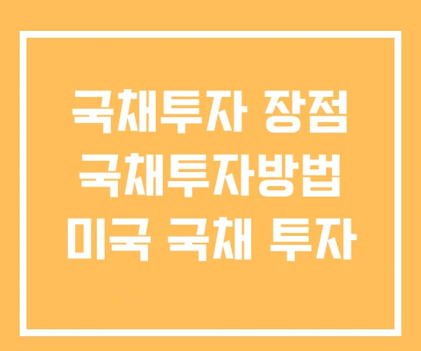 국채투자 장점 국채투자방법 미국 국채 투자 국채투자 장점 국채투자방법 미국 국채 투자
