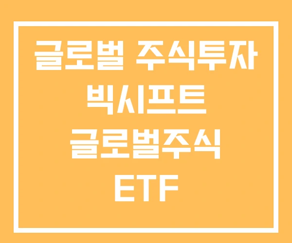 글로벌 주식투자 빅시프트 글로벌주식 ETF 글로벌주식투자