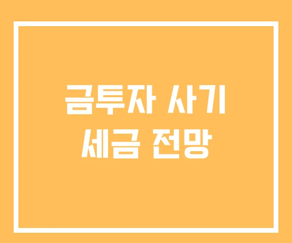 금투자 사기 세금 전망 금투자 사기 세금 전망