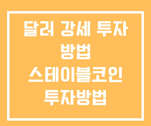 달러 강세 투자 방법 스테이블코인 투자방법