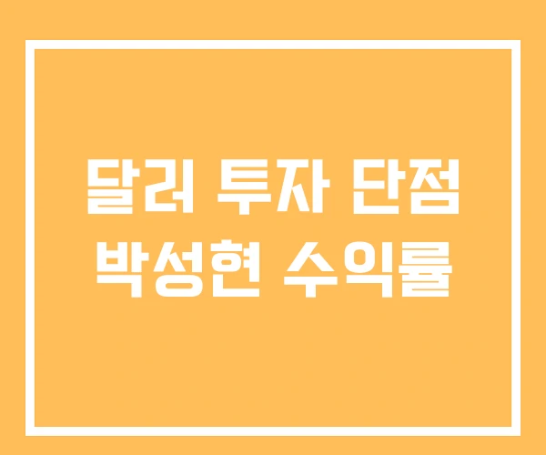 달러 투자 단점 박성현 수익률
