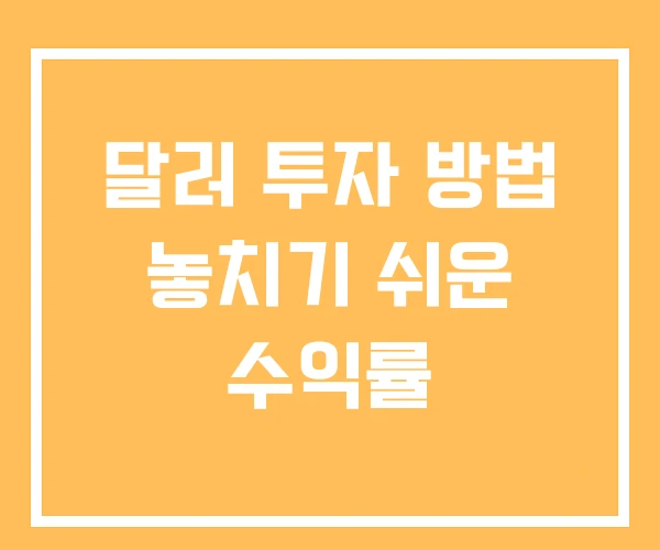 달러 투자 방법 놓치기 쉬운 수익률 달러 투자 방법 놓치기 쉬운 수익률