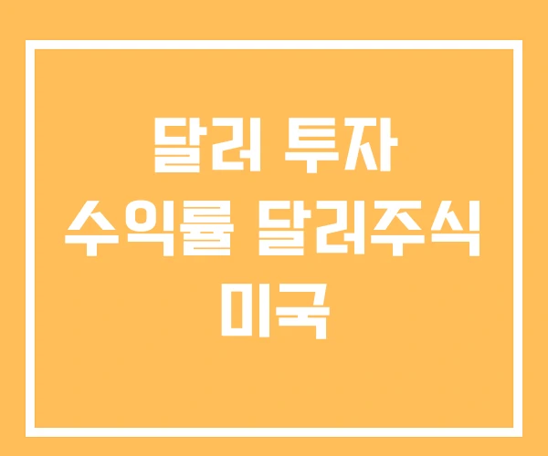 달러 투자 수익률 달러주식 미국