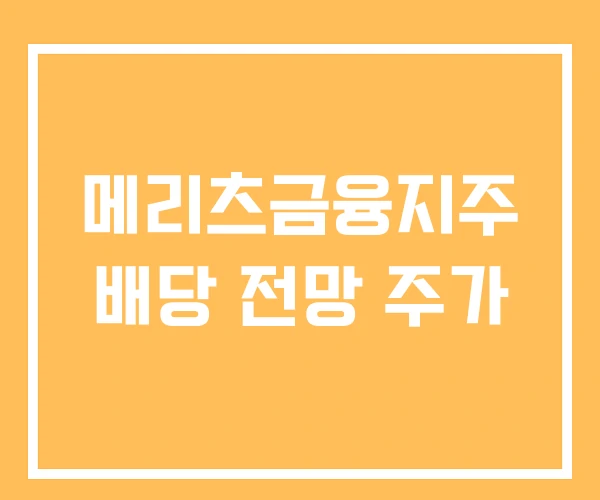 메리츠금융지주 배당 전망 주가 메리츠금융지주 배당 전망 주가