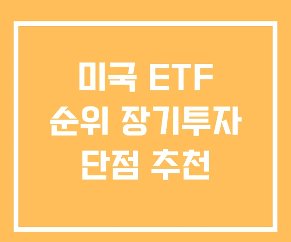 미국 ETF 순위 장기투자 단점 추천