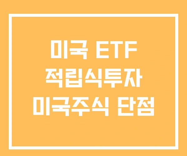 미국 ETF 적립식투자 미국주식 단점 미국 ETF 적립식투자 미국주식 단점
