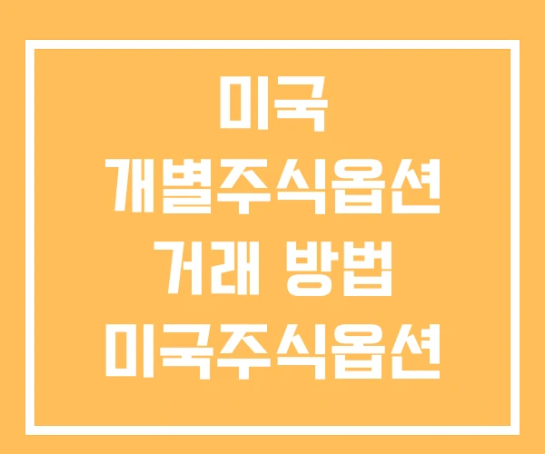 미국 개별주식옵션 거래 방법 미국주식옵션 거래시간