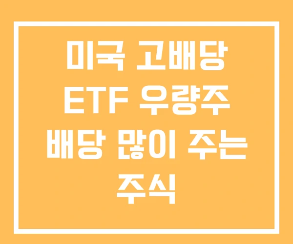 미국 고배당 ETF 우량주 배당 많이 주는 주식 미국 고배당 ETF 우량주 배당 많이 주는 주식