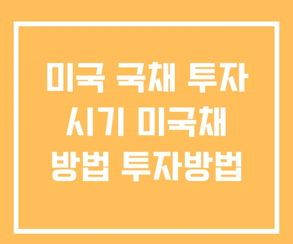 미국 국채 투자 시기 미국채 방법 투자방법