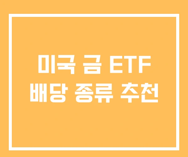 미국 금 ETF 배당 종류 추천