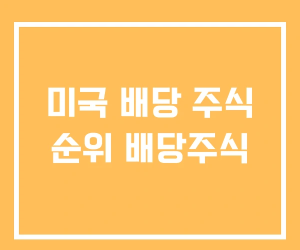 미국 배당 주식 순위 배당주식