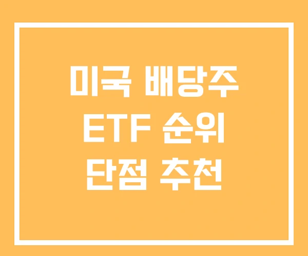 미국 배당주 ETF 순위 단점 추천 미국 배당주 ETF 순위 단점 추천