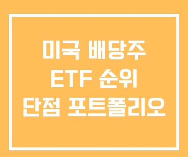 미국 배당주 ETF 순위 단점 포트폴리오 미국 배당주 ETF 순위 단점 포트폴리오