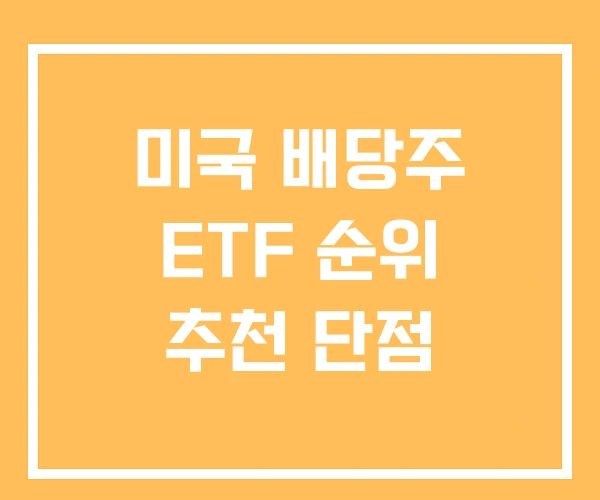 미국 배당주 ETF 순위 추천 단점 미국 배당주 ETF 순위 추천 단점
