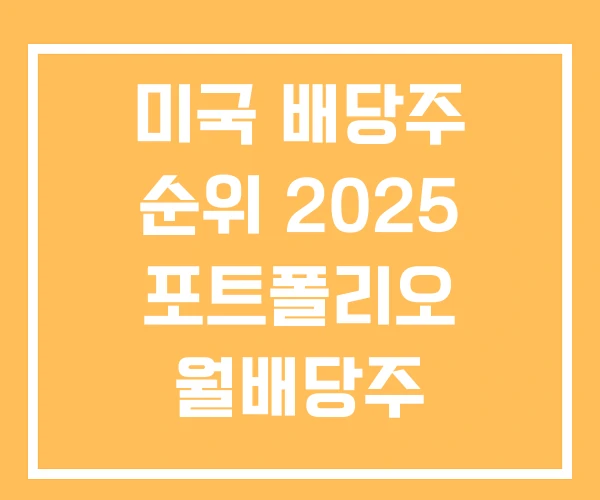 미국 배당주 순위 2025 포트폴리오 월배당주