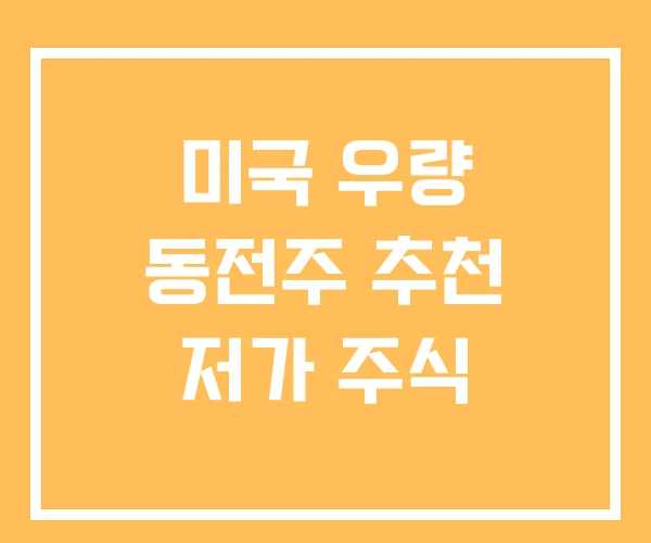 미국 우량 동전주 추천 저가 주식
